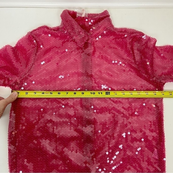 More To Come Wyatt Button Down Top in Hot Pink Size XXS - Picture 7 of 8